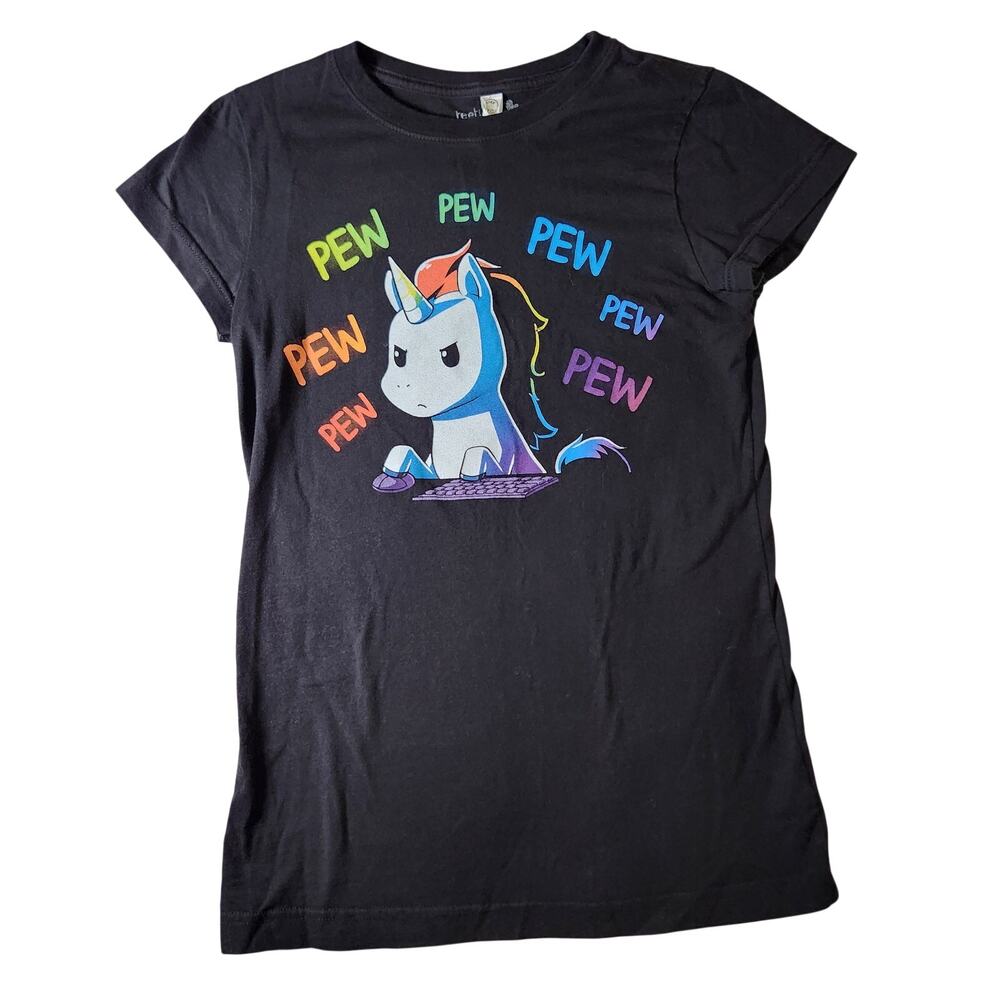Tee Turtle Gamer Girl Rainbow Unicorn Cotton Graphic Tee - Women's Slim Fit M